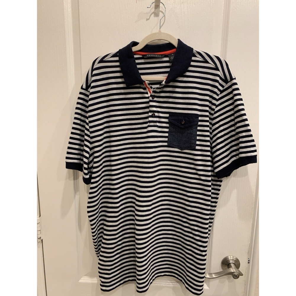 Vintage Sean John Polo Shirt Multicolor Blue Brown Striped Y2K 2000s XL